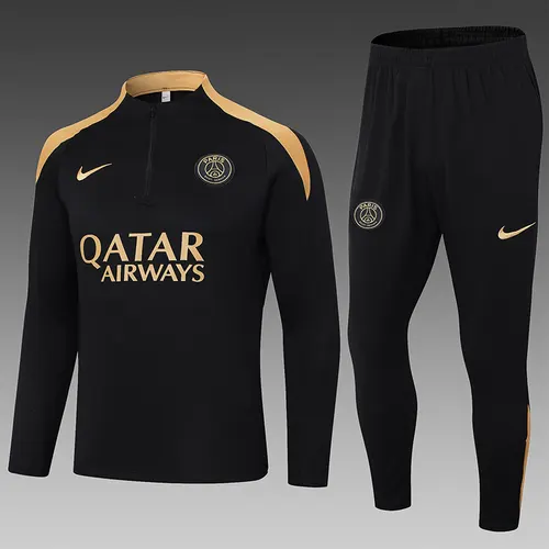 Conjunto de Entrenamiento Semipull 2024/2025 del PSG Paris Saint-Germain Negro-Amarillo Cuello — view 1