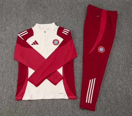 2024/2025 Bayern Half-Pull Training Suit White Red Jersey Set  — view 7