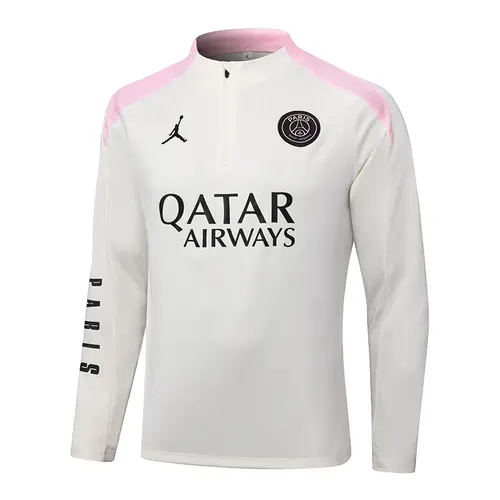 2024/2025 Psg Paris Saint-Germain Half-Pull Training Suit Beige with pink Set — view 3