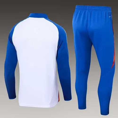 2024/2025 Lyon Halb-Reißverschluss Trainingsanzug Weiß Fußballtrikot-Set — view 2