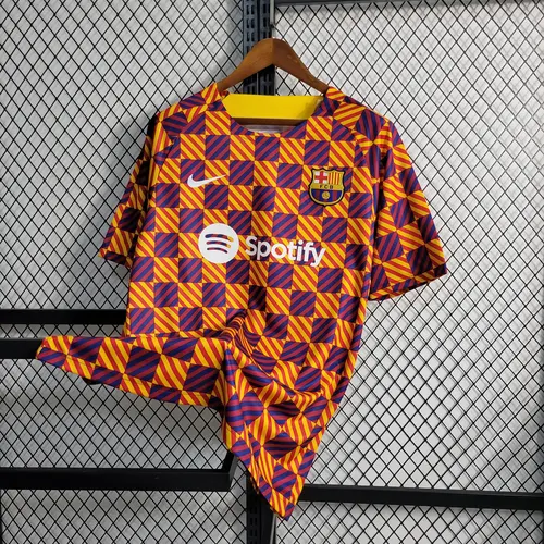2023/2024 Barcelona Trainingsbekleidung Gestreiftes Karo-Trikot — view 3