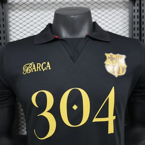 2024/2025 Spielerversion Barcelona 304 Jubiläumsedition Schwarzes Trikot  — view 3