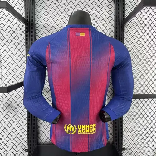 2025/2026 Long Sleeve Player Version Barcelona Home No Ads Football Jersey  — view 2
