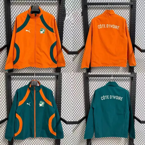 2026 Coupe-Vent Double Face Orange Vert Équipe Nationale de Côte d'Ivoire Football  