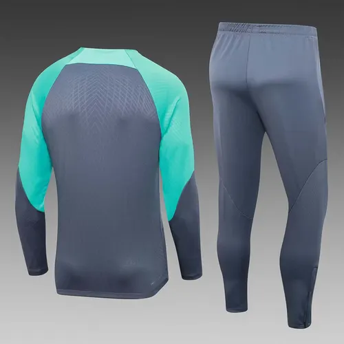 2023/2024 Barcelona Halb-Reißverschluss Trainingsanzug Grün-Grau Trikot Set — view 2