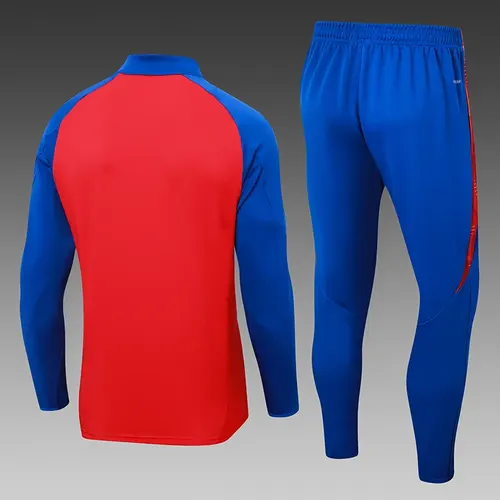 2024-2025 Espagne Survêtement d'Entraînement à Demi-Tiré Rouge Maillot de Football Ensemble — view 2