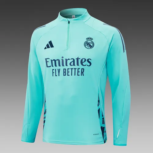 2024/2025 Real Madrid Hellgrün Halb-Reißverschluss Trainingsanzug Fußballtrikot  Set — view 3