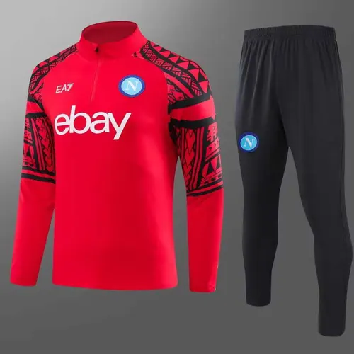 2023-2024 Napoli Half-Pull Trainingsanzug Rot Fußballtrikot  Set — view 1