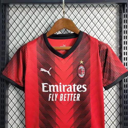 Tamanho Infantil 2023/2024 AC Milan Camisa de Futebol Casa  — view 3