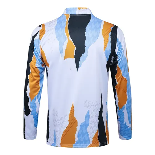 Chándal de entrenamiento con media cremallera estampado inkjet azul, blanco y amarillo de Real Madrid 2025/2026 Camiseta de fútbol Calidad Thai Set — view 4