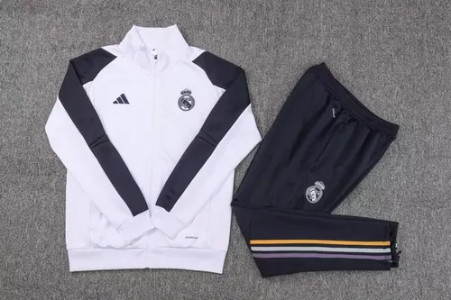 2023/2024 Real Madrid Long Zipped Jacket white Football Shirt Set — view 3