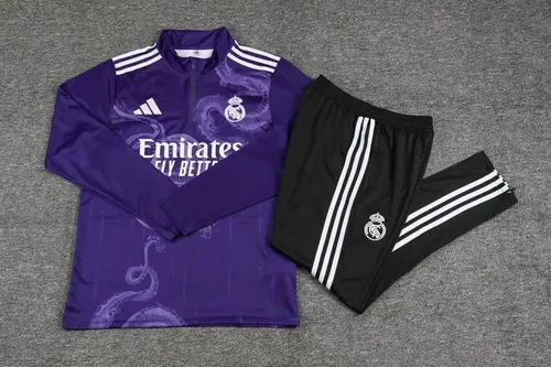 2024/2025 Real Madrid Royal Purple Special Edition Half-Pull Training Suit Football Shirt  Set — view 7