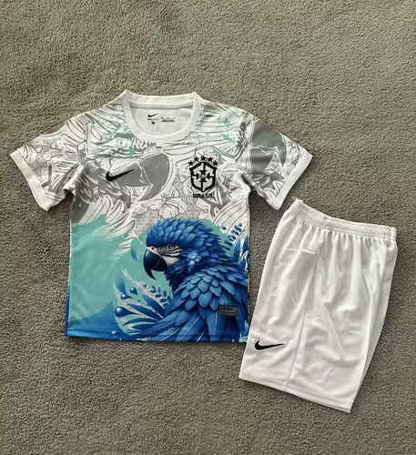 2025/2026 Brazil Special Edition White Blue Bird Football Shirt  Kids Size — view 1
