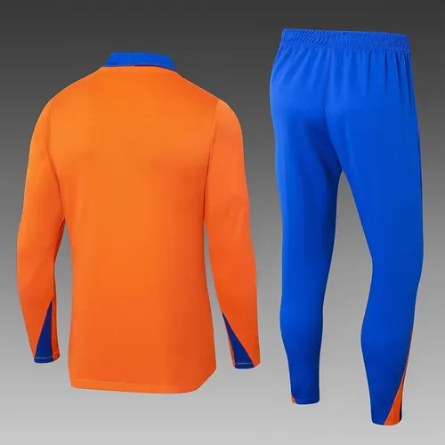 2024 Niederlande Halb-Reißverschluss Trainingsanzug Orange Fußballtrikot AAA Fan-Qualität Set — view 2