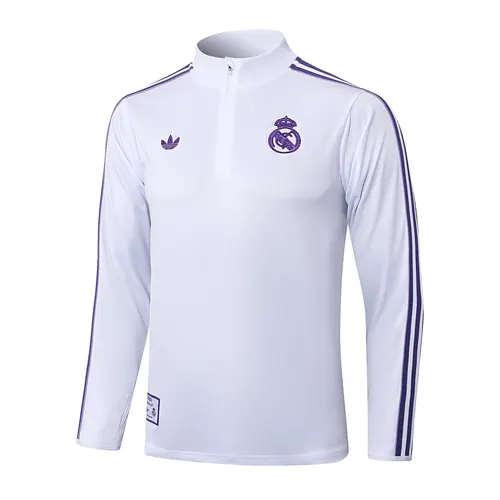 2025-2026 Real Madrid Retro White Half-Pull Training Suit Football Shirt  Set 02 — view 3