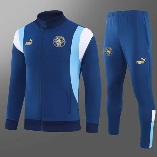 Chaqueta Cremallera Larga Manchester City 2023/2024 Azul Oscuro Camiseta de Fútbol Set — view 1