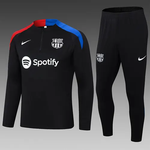 2024/2025 Barcelona Halb-Reißverschluss Trainingsanzug Schwarz Jersey Set — view 1