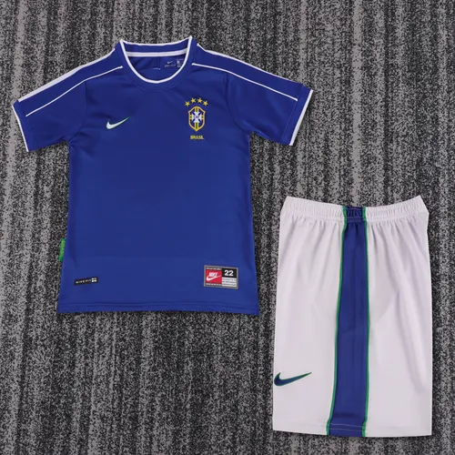 1998 Retro Brasilien Auswärts Fußballtrikot Kindergröße