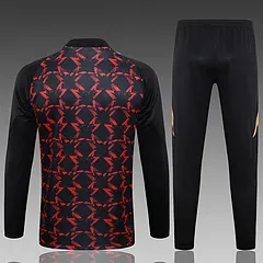 2024/2025 Manchester United Halb-Reißverschluss Trainingsanzug Schwarz Rot Fußballtrikot AAA fan-gradät Set — view 2
