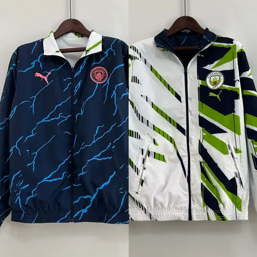 2023/2024 Manchester City Reversible Windbreaker Navy blue Soccer Jersey 