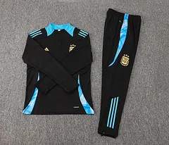 2024-2025 Argentinien Halb-Reißverschluss Trainingsanzug Schwarz Trikot Set — view 7