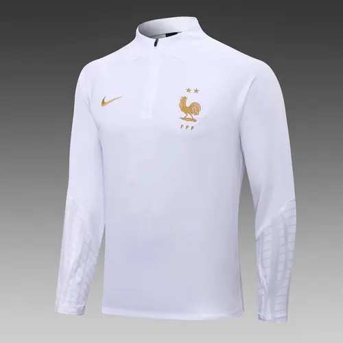 Conjunto de camiseta de fútbol de entrenamiento de media cremallera de Francia 2022 Blanco — view 3