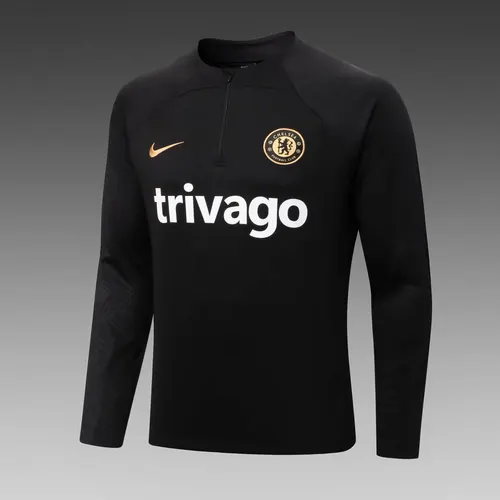 2022/2023 Chelsea Halb-Reißverschluss Trainingsanzug Schwarz Fußballtrikot  Set — view 3