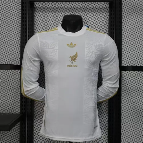 2025/2026 Langarm Player Version Mexiko Nationalmannschaft Sonderedition Platin Fußballtrikot  — view 1