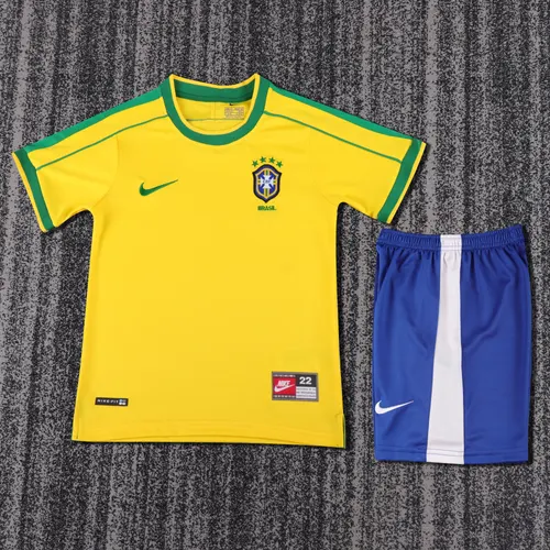 1998 Retro Brasilien Heim-Fußballtrikot Kindergröße