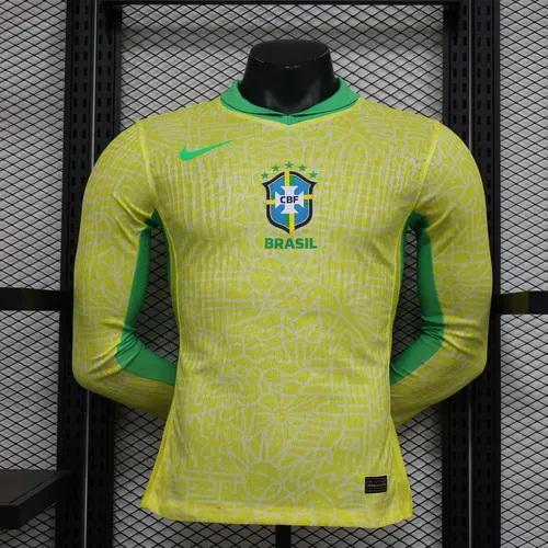 2024 Version Joueur Manches Longues Maillot Domicile Brésil AAA qualité fan
