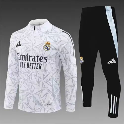 2024/2025 Real Madrid Halb-Reißverschluss Trainingsanzug weißes Set — view 1