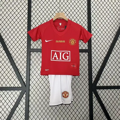 2007/2008 Retro Manchester United Equipación Local Edición Champions League Camiseta de Fútbol Talla Infantil