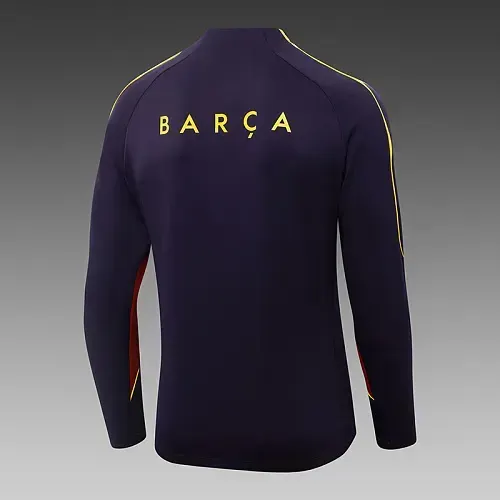 Camisa de Futebol Treino Meio Puxa Barcelona Roxo Escuro 2026/2027 Conjunto   — view 5