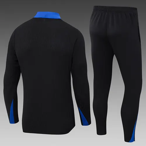 2024-2025 Frankreich Halb-Reißverschluss Trainingsanzug Schwarz Fußballtrikot-Set — view 2