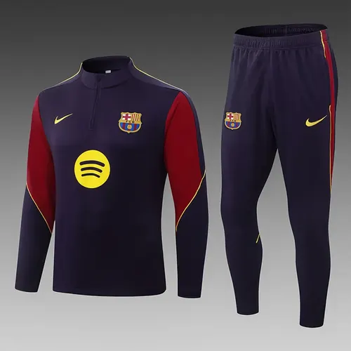 Camisa de Futebol Treino Meio Puxa Barcelona Roxo Escuro 2026/2027 Conjunto   — view 1