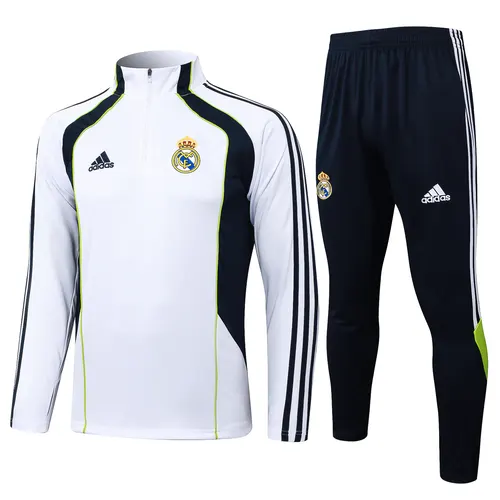 2025-2026 Real Madrid Retro White Half-Pull Training Suit Football Shirt  Set 01 — view 1