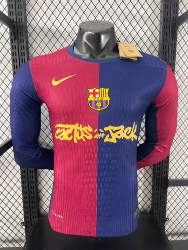 2024/2025 Long Sleeve Player Version Barcelona x Travis Scott Collab Home Football Shirt  — view 1