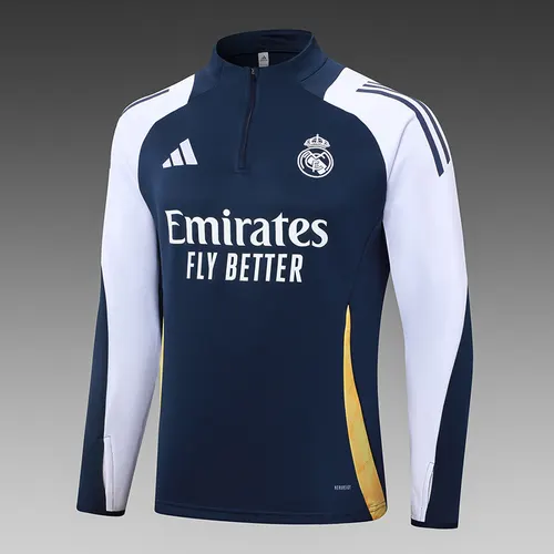 2024/2025 Real Madrid Half-Pull Training Suit Royal Blue Football Shirt  Set — view 3