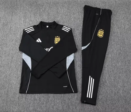 2025 Argentina Half-Pull Training Suit Black Football Shirt  Set — view 7
