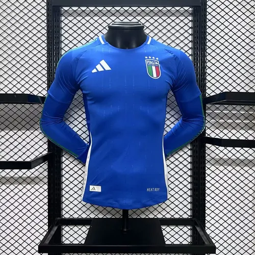 2024-2025 Spielerversion Italien Heim Langarm Fußballtrikot 