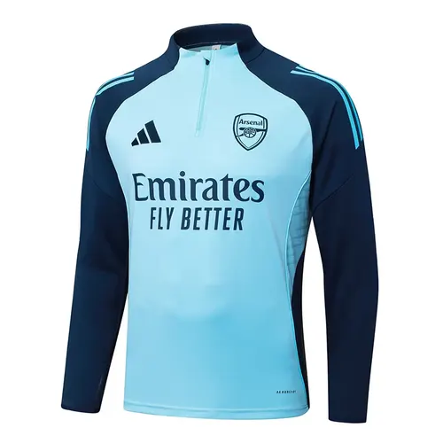 طقم قميص كرة قدم بدلة تدريب نصف سحاب أزرق فاتح لنادي Arsenal 2025/2026 جودة تايلاندية — view 3