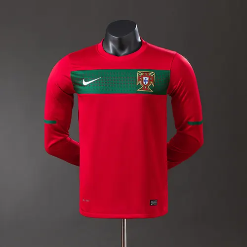 2010 Retro Player Version Portugal Home Long Sleeve Jersey 