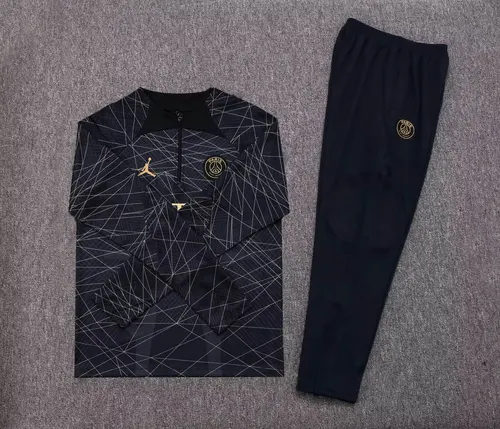 2022/2023 PSG Paris Saint-Germain Halbzug-Trainingsanzug Schwarz-Gold Set — view 7