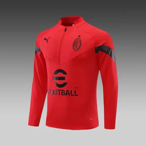 2022/2023 AC Milan Halb-Reißverschluss Trainingsanzug Rot Fußballtrikot  Set — view 5