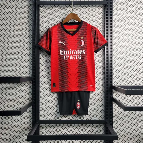 Tamanho Infantil 2023/2024 AC Milan Camisa de Futebol Casa  — view 1
