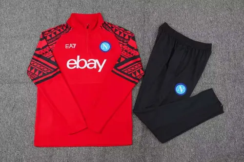 2023-2024 Napoli Half-Pull Trainingsanzug Rot Fußballtrikot  Set — view 3