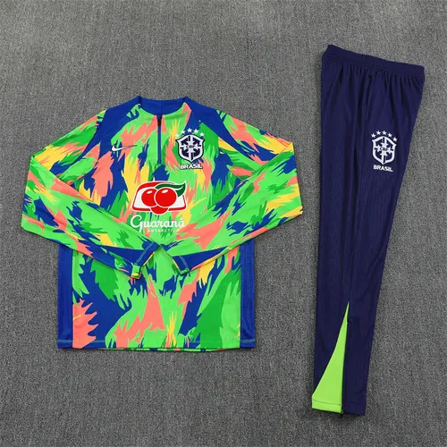 2026 Brazil Survêtement d'entraînement coloré demi-fermeture éclair maillot de foot AAA qualité fan ensemble — view 2