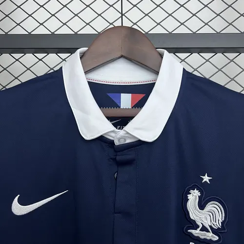 2014 Retro Langarm Frankreich Heim Fußballtrikot AAA Fan-Qualität — view 4