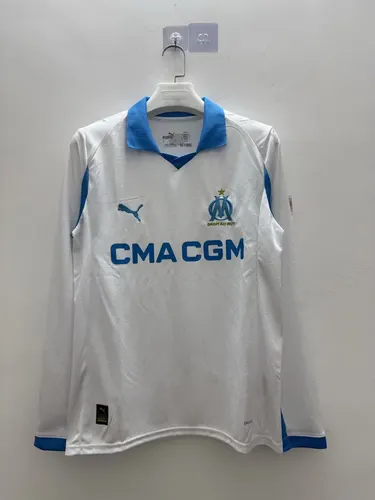 قميص كرة القدم Olympique de Marseille المنزلي بأكمام طويلة 2025/2026 جودة تايلاندية