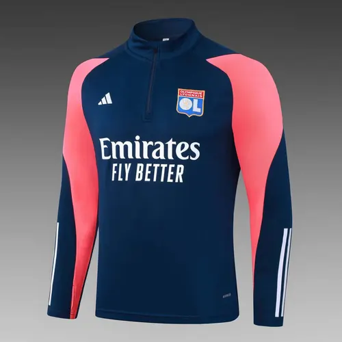2023/2024 Lyonnais Half-Pull Training Suit Royal blue Football Shirt Set — view 3